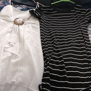 Dresses and unused lipsticks and one pair of shoes